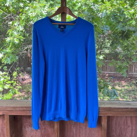 Lands' End Men's 100% Cashmere Bright Blue Sweater Size L Tall - Picture 1 of 6